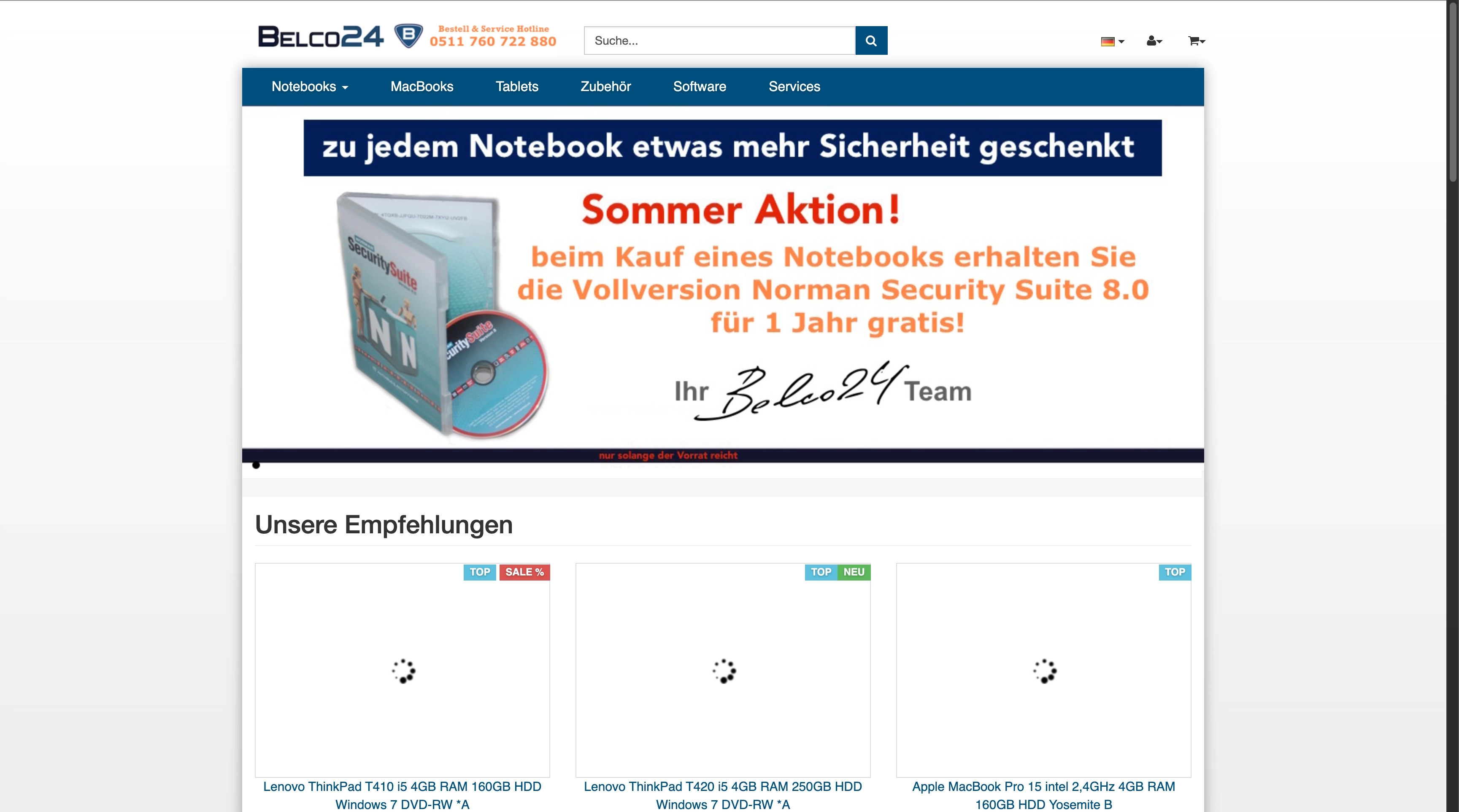 Belco24 Website – Vorher