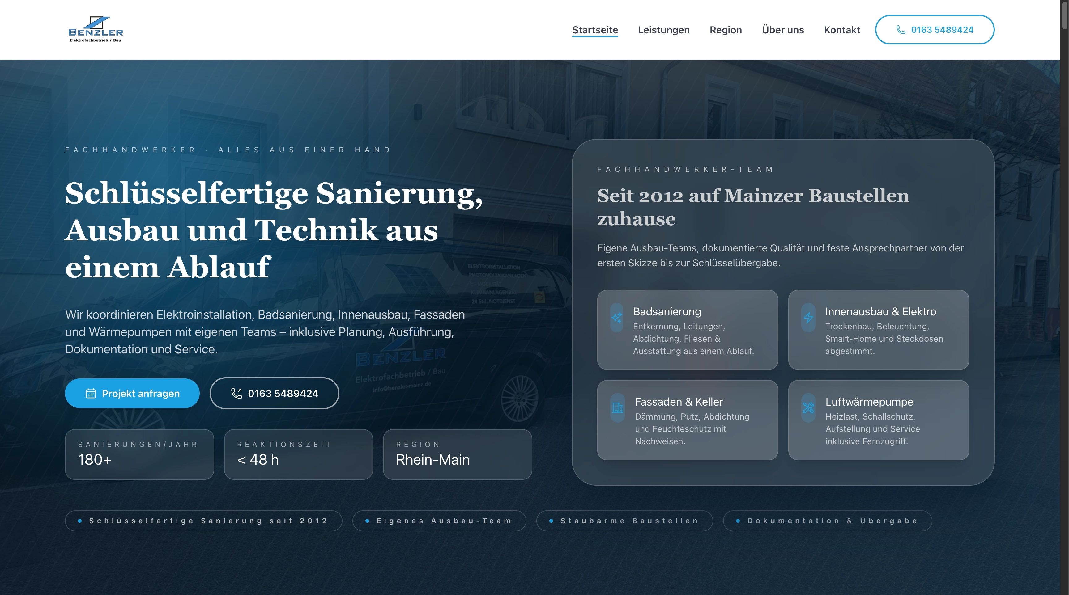 Benzler Elektrofachbetrieb Website
