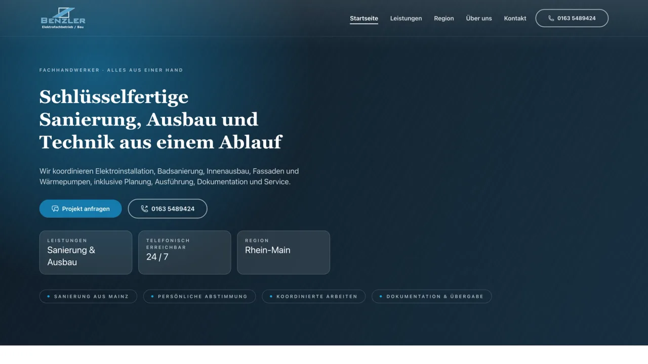 Benzler Bau & Sanierung Website