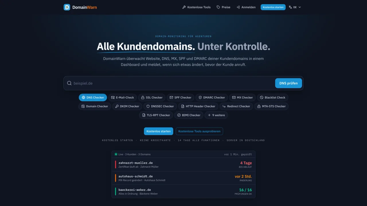 DomainWarn SaaS-Plattform