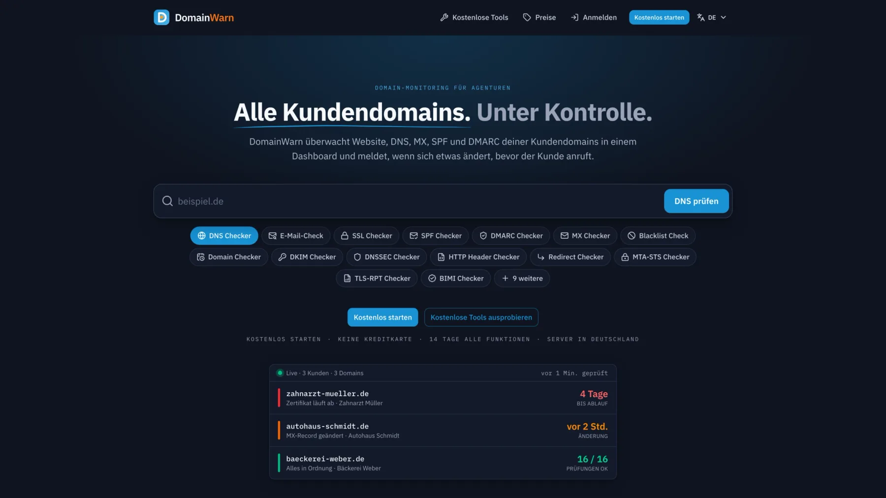 DomainWarn SaaS-Plattform