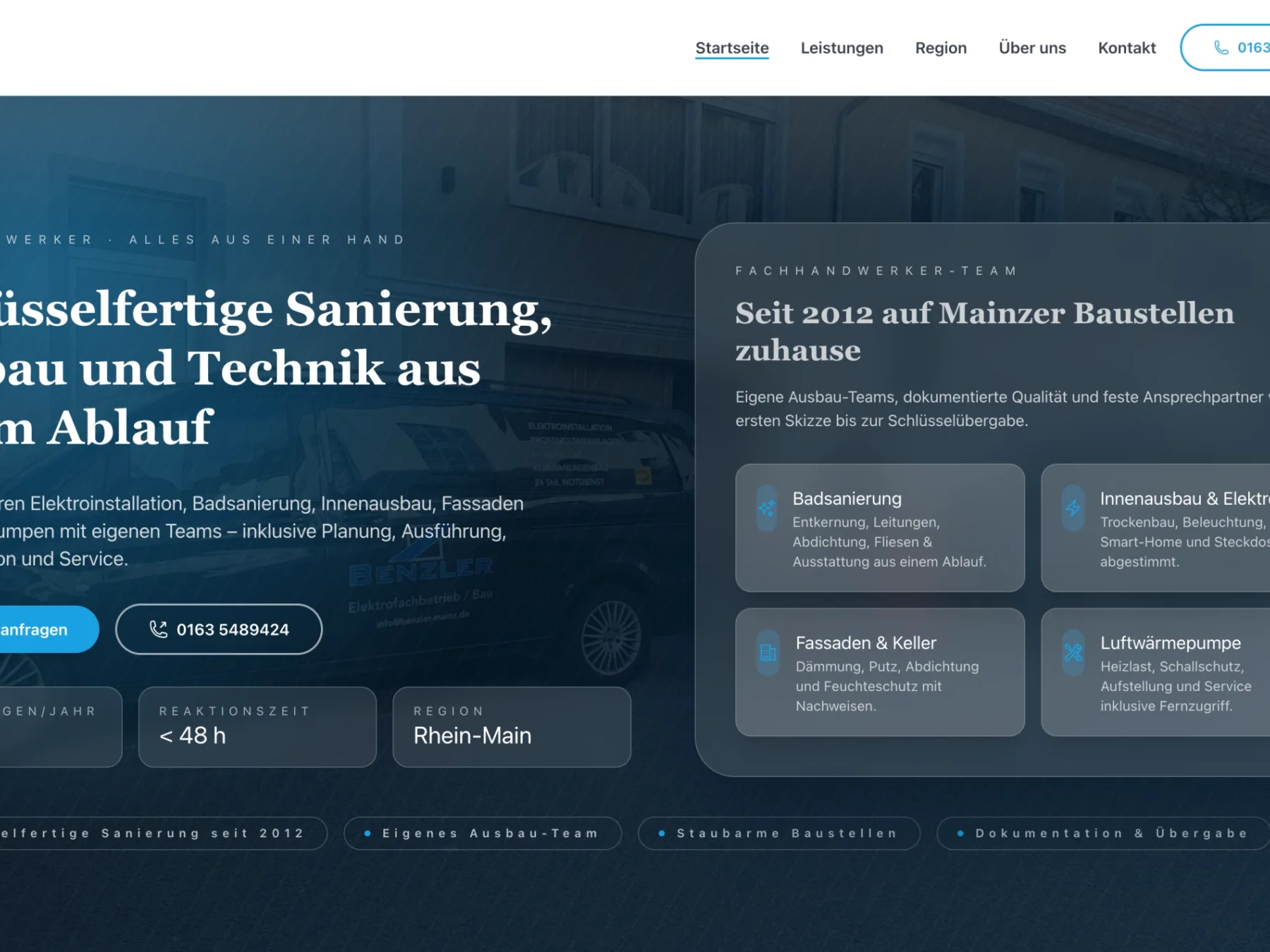 Benzler Elektrofachbetrieb Website
