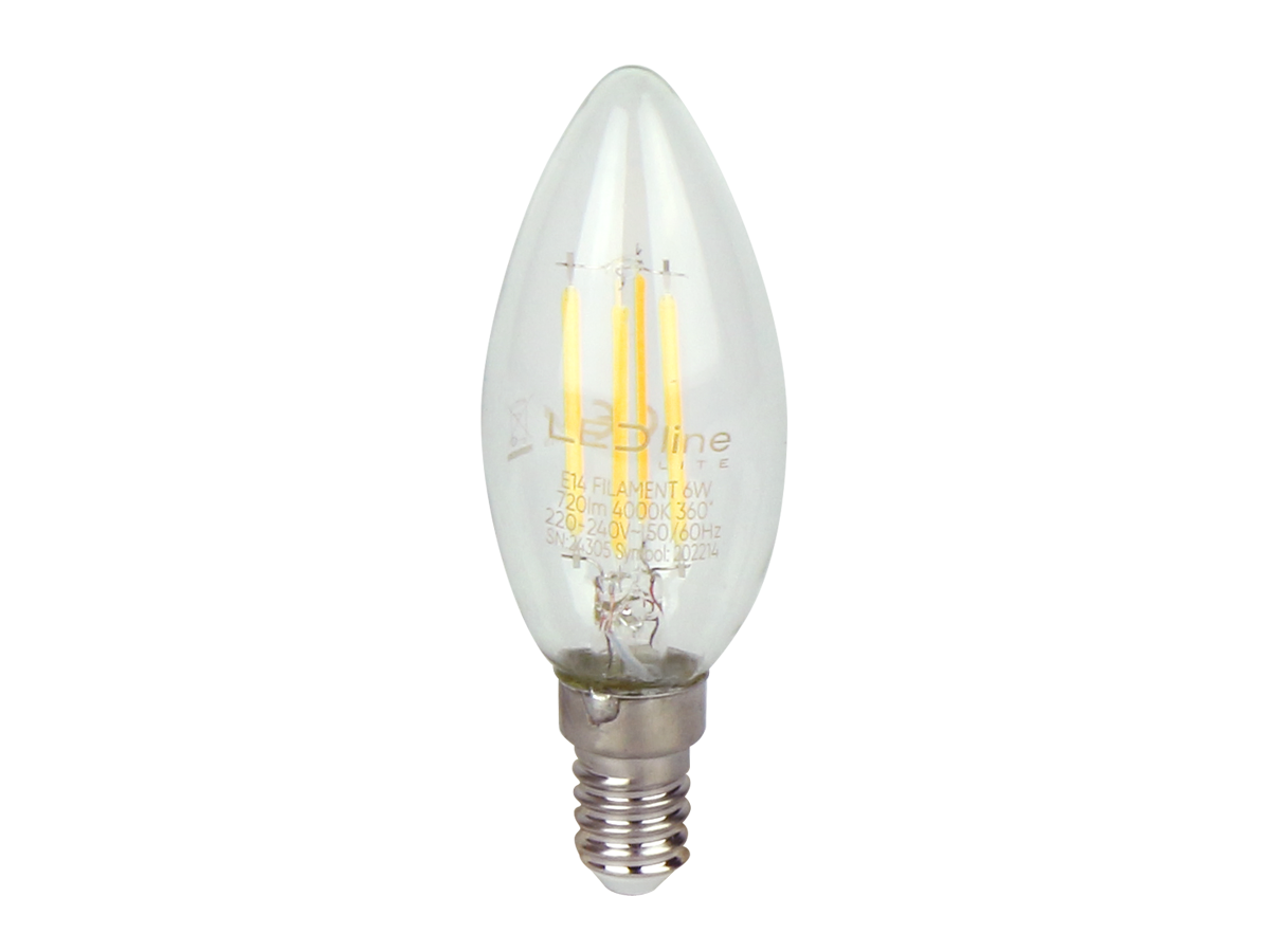 LED line® LITE CANDLE E14 Leuchtmittel 6W 720lm 4000K Neutralweiß 360° Filament IP20