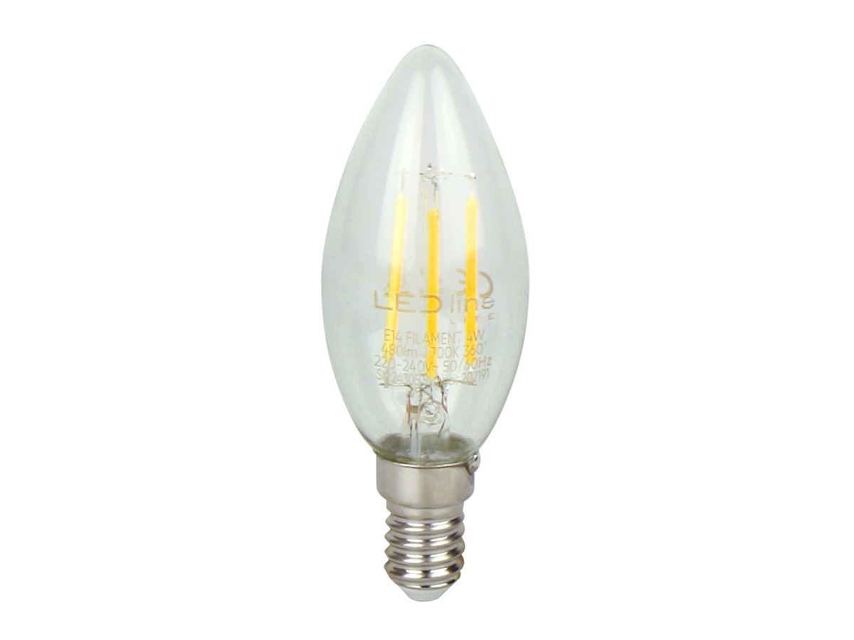 LED line® LITE CANDLE E14 Leuchtmittel 4W 480lm 2700K Warmweiß 360° Filament IP20