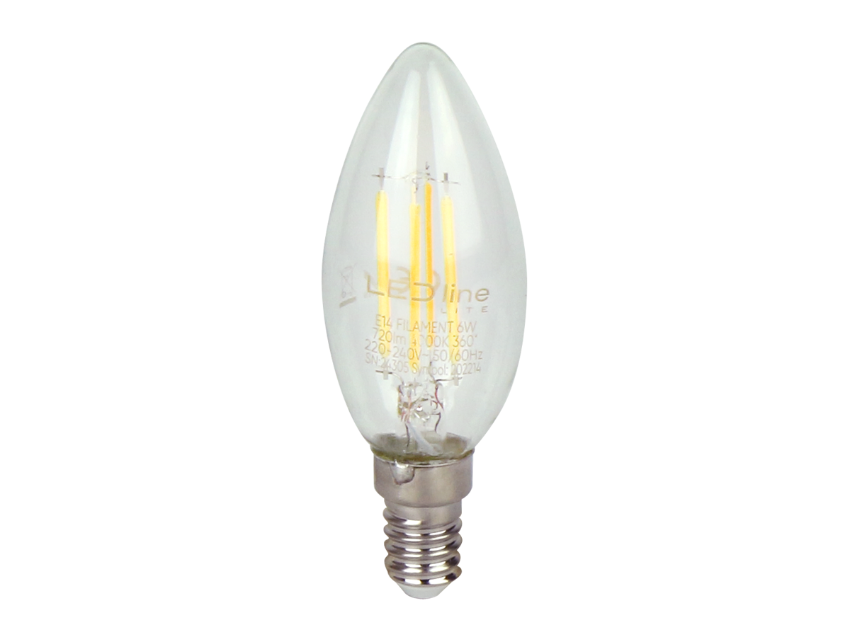 LED line® LITE CANDLE E14 Leuchtmittel 6W 720lm 2700K Warmweiß 360° Filament IP20