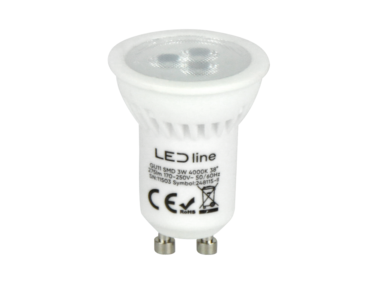 LED line® PRIME Ceramic GU11 Leuchtmittel 3W 330lm 4000-6500K Neutralweiß 38° SMD2835 IP20