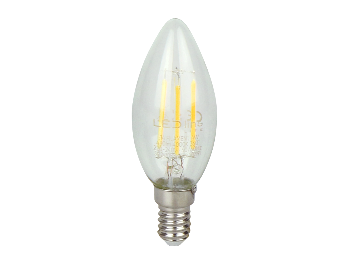 LED line® LITE CANDLE E14 Leuchtmittel 4W 480lm 4000K Neutralweiß 360° Filament IP20