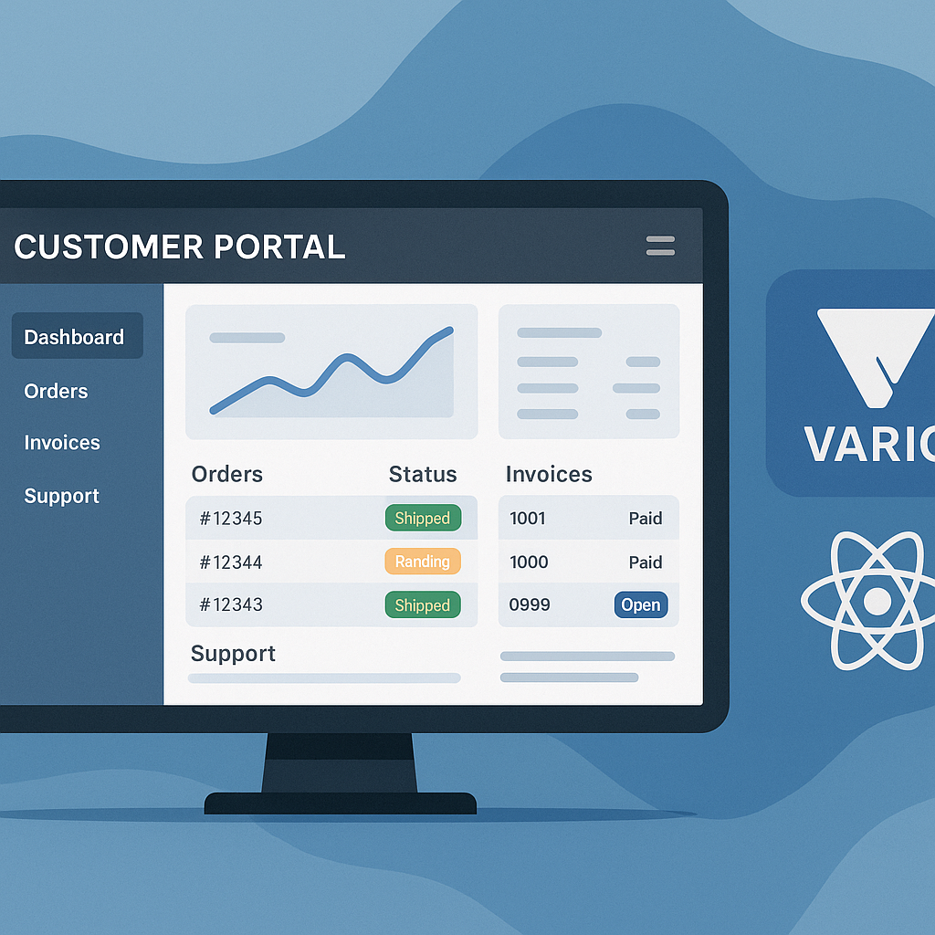 Modernes Kundenportal mit VARIO ERP Integration und React Frontend – Bidirektionale Schnittstelle für effizientes Kundenmanagement